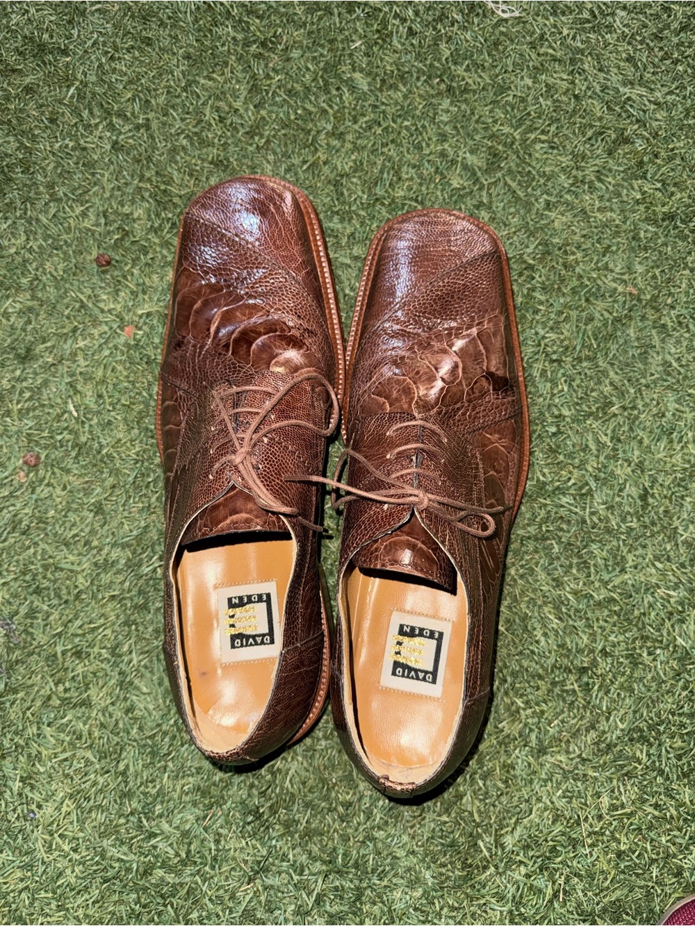 David edén  Brown Leather Lace-Up Oxfords